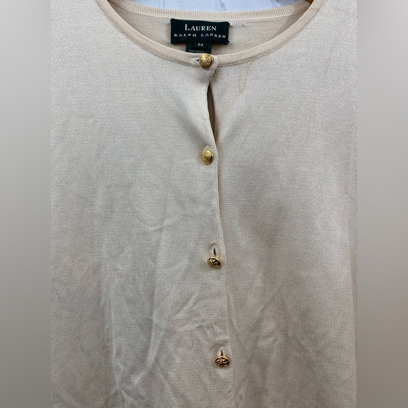 Lauren Ralph Lauren Silk Blend Light Weight Button Up Cardigan Womens Medium - Picture 3 of 8
